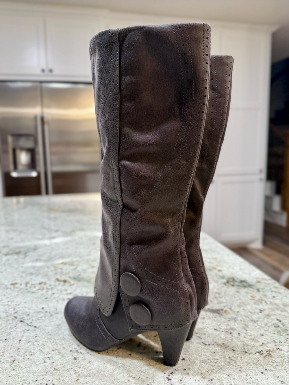 Not Rated “B Dad” Heeled Boots In Charcoal (NWOT) - Picture 7 of 13